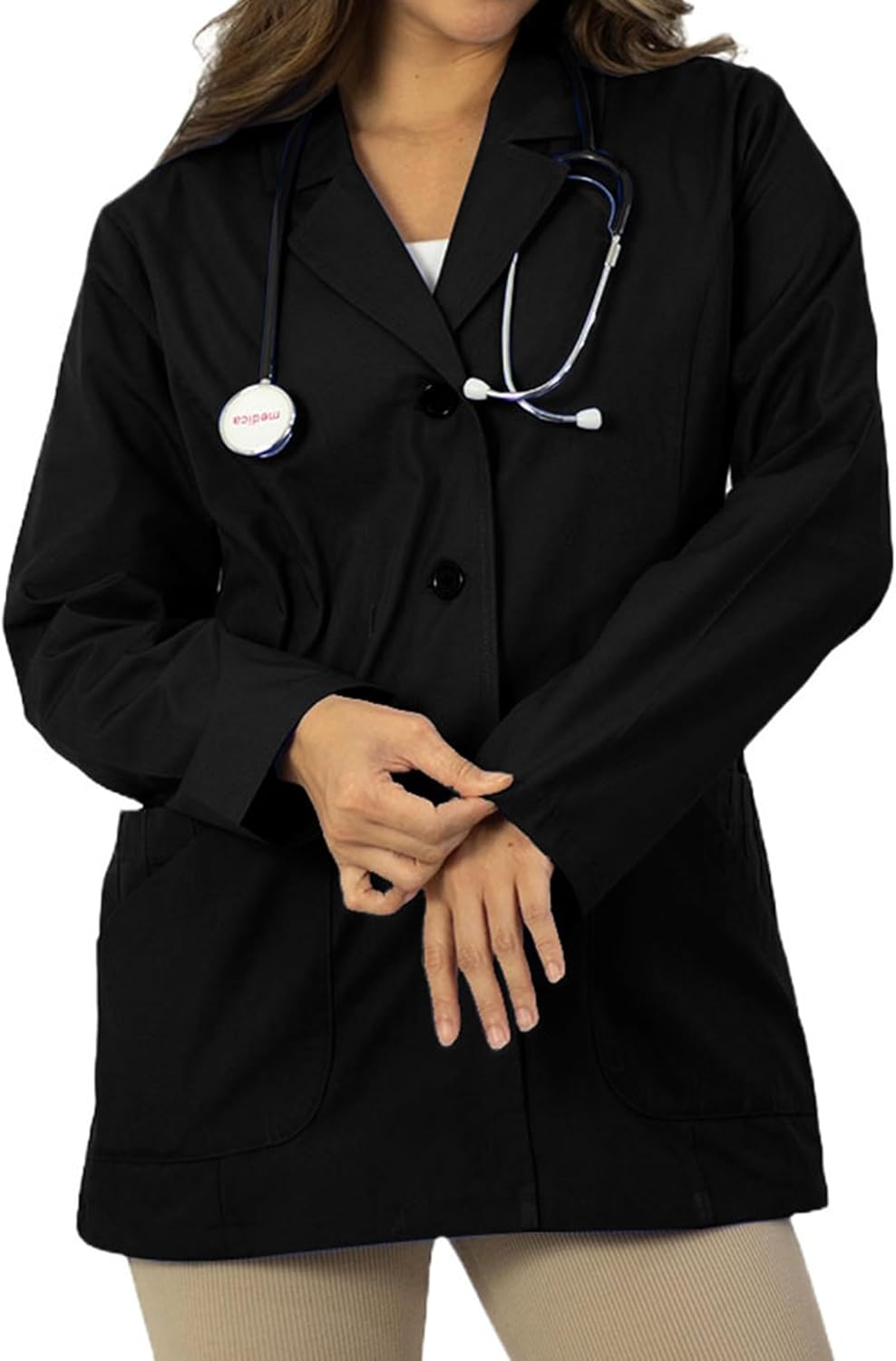 HEEDFIT Panda Uniform 29” Unisex Lab Coat – Personalized Embroidery, Scrub Coat Black