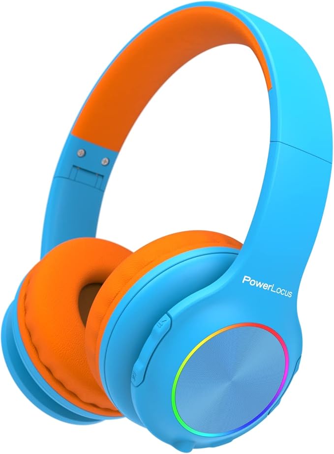 PowerLocus Kids Headphones, Bluetooth Headphones Over Ear for Kids, LED