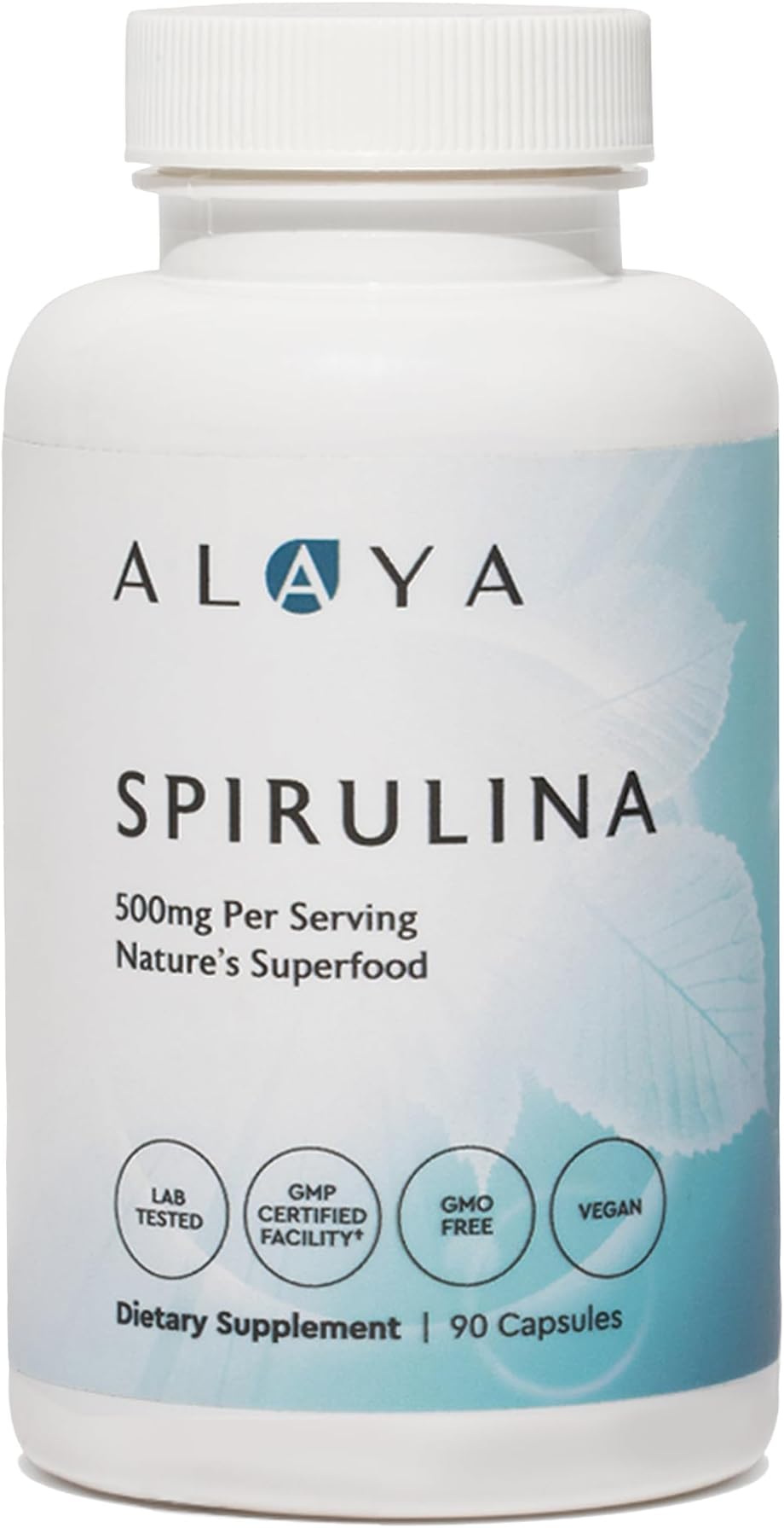 Pure Spirulina Capsules – Hawaiian-Grown Blue Green Algae Superfood, Non-GMO, Vegan – 500mg, 90 Capsules