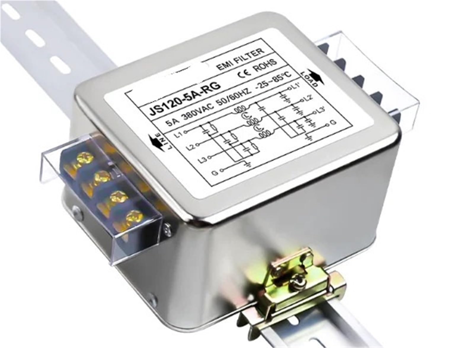Filtro EMI trifásico JS120-5A-RG de carril DIN 380VAC para fuentes de alimentación industriales 2