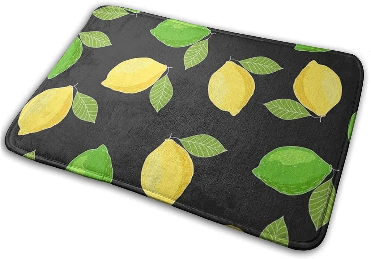 FFLSDR Doormats Lemon Fruit Print Memory Flannel Bathroom Rugs Bath Mat Carpet 40X60 CM