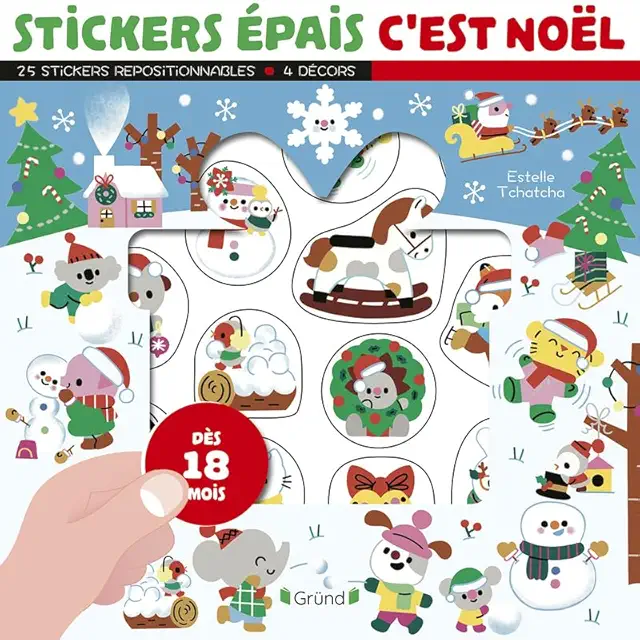Stickers épais repositionnables Noël - Pochette 25 autocollants 4 décors - Dès 18 mois