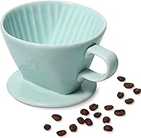Vista 13 de Pour Over Ceramic - Cafetera de cerámica con 3 agujeros de fondo plano, cono de filtro lento de porcelana para viajes, camping, oficina, hogar