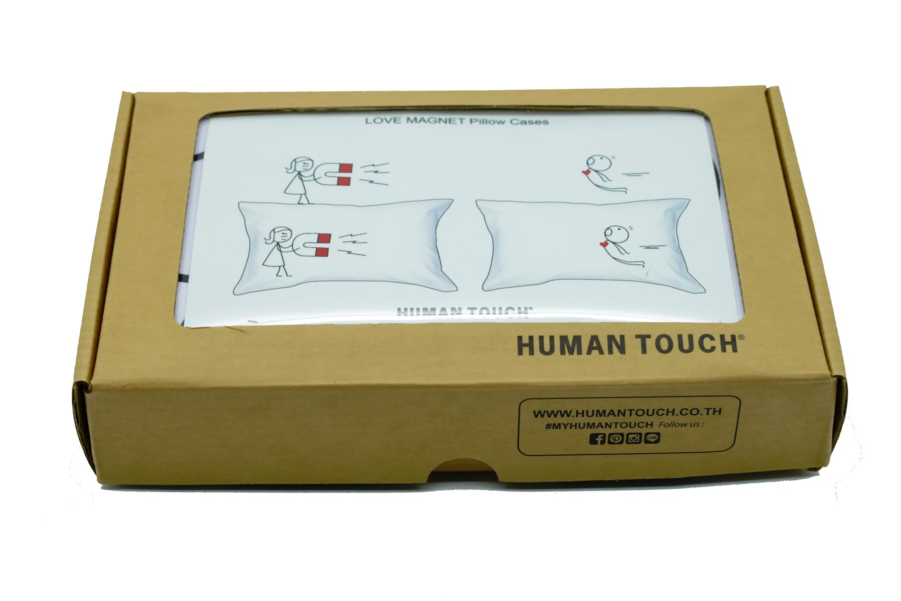 Human Touch Romantic His and Hers Pillow Cases - Love Magnet, White Or Blue, Standard - Image 2