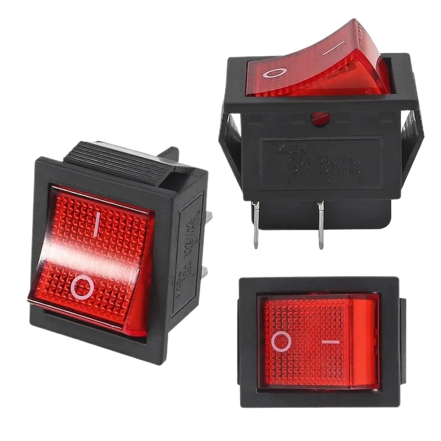 10pcs 15/30A 250V KCD2 KCD4 Rocker Switch DPST 4 Pin Red Lighted 120V Rocker Toggle Switch ON Off Heavy Duty(Blue 10pcs)