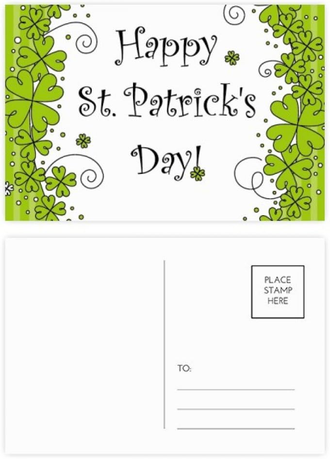 Four Leaf Clover Ireland Happy St.Patrick's Day Postcard Set Birthday Mailing Thanks Greeting Card