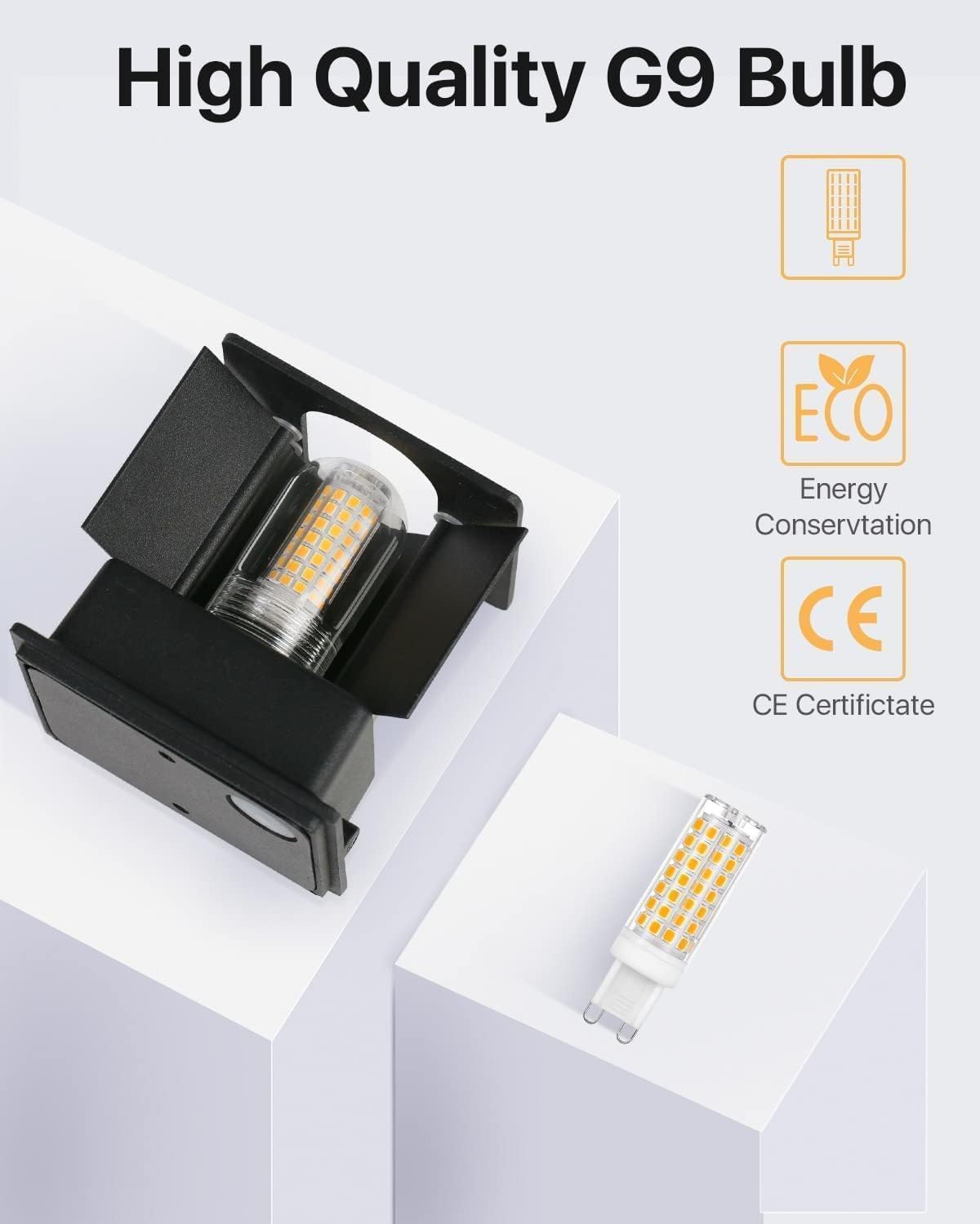 Lureshine 2 Pack Applique Murale Exterieur LED G9 Aluminium Blanc Chaud 3000K Angle de Faisceau Réglable