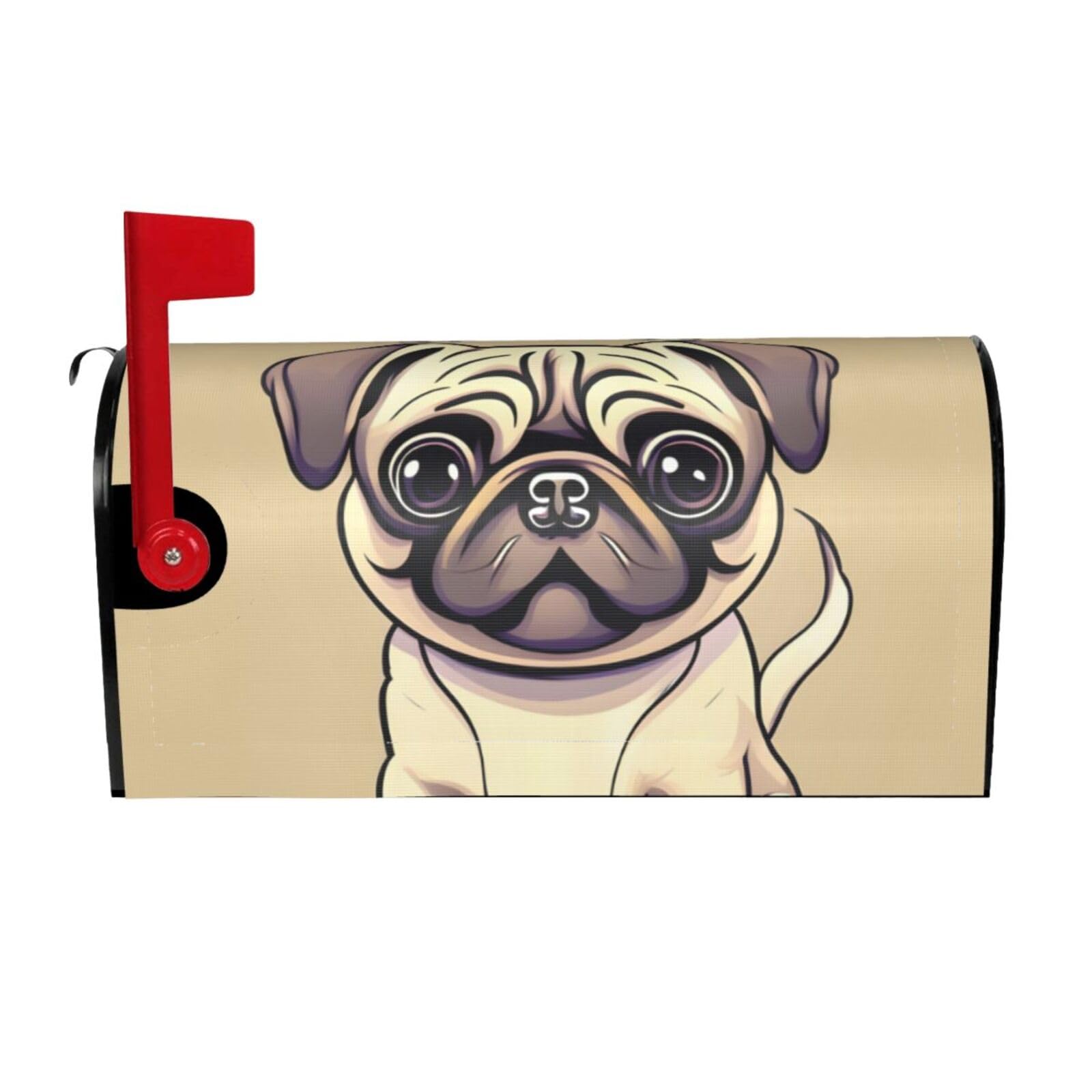 Funny Cartoon Pug Puppy Dogs Print Mailbox Cover Wraps Post Letter Box Cover Decor For Outside Garden Yard Farmhouse Home