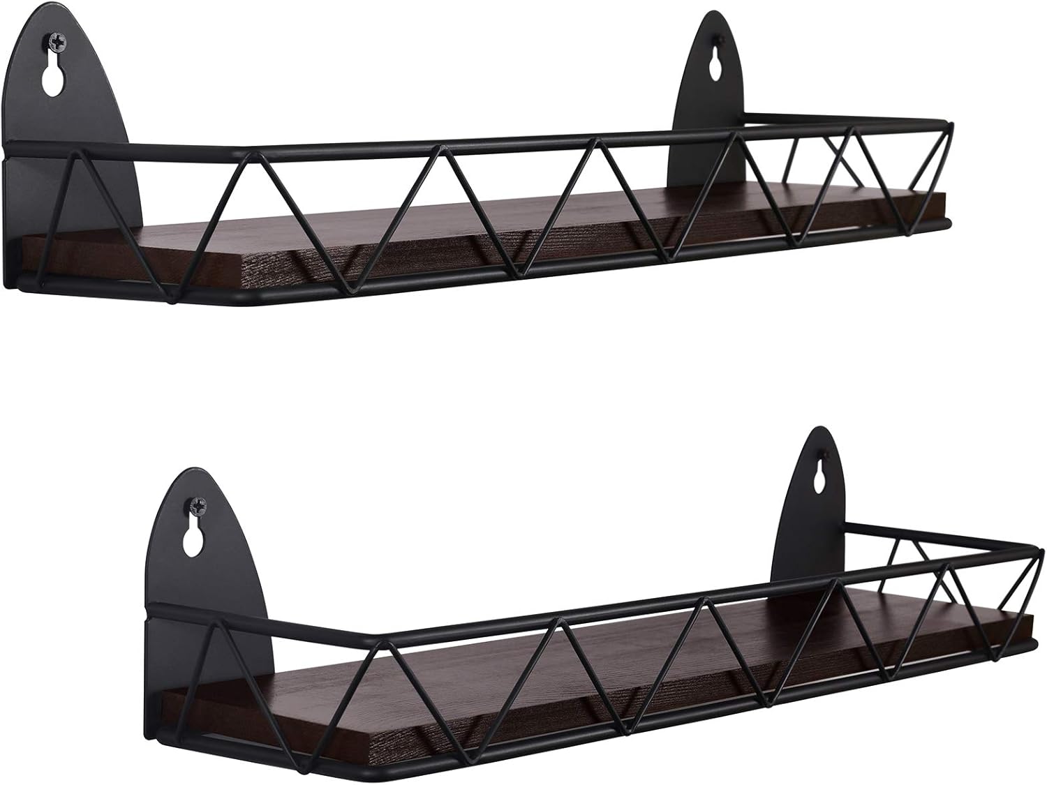 TJ.MOREE Stove Shelf 2 Pack Metal Wall Mount with Large Storage Black Cherry Stain Wooden Base Spice Rack Over The Stove Kitchen Wall Decor