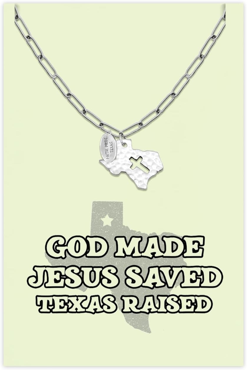 quan jewelry State Necklace, Lone Star Texas Pendant Charm, Texas Born Country Cross Inspirational Necklace - Handmade - Image 2