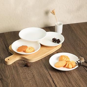 4pcs White Ceramic Seasoning Dishes Dipping Bowls -4.5inch