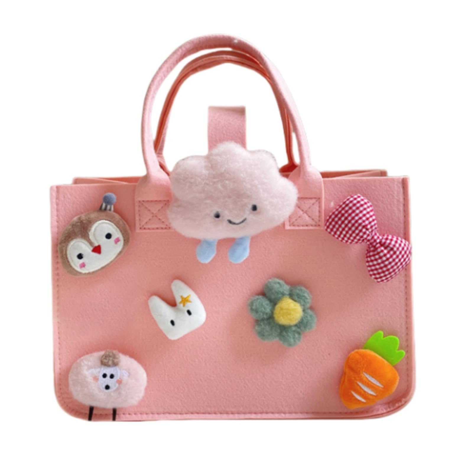 DxXU SewLife Multi-use Cartoon Portable Felt Tote Bag Gift For Kids Suitable For Baby Shower Birthday Party (16.pink medium2)