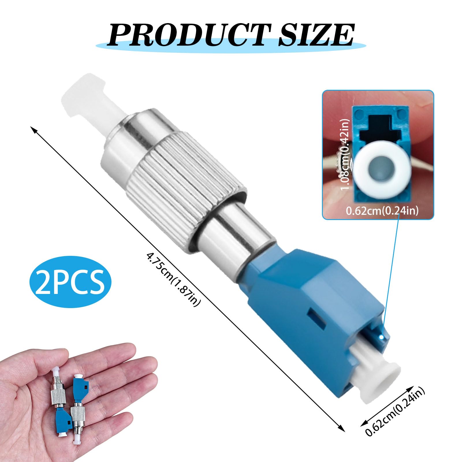 2 Piezas Adaptador Híbrido Fibra Óptica LC Hembra a FC Macho Conectores Modo Único para Medidores de Potencia Telecomunicaciones