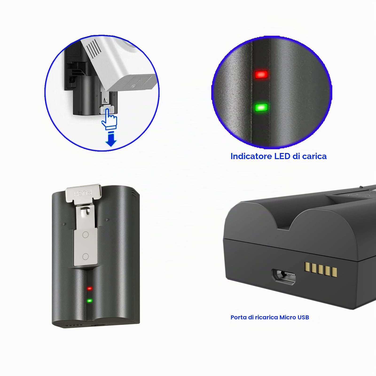 Confezione da 2 pacchi batteria da 6800mAh a ricarica rapida di Ring, batteria V4 e stazione di ricarica per telecamera Ring, batteria di ricambio per Ring Video Doorbell 2/3/4/3 Plus, Stick Up Cam (2