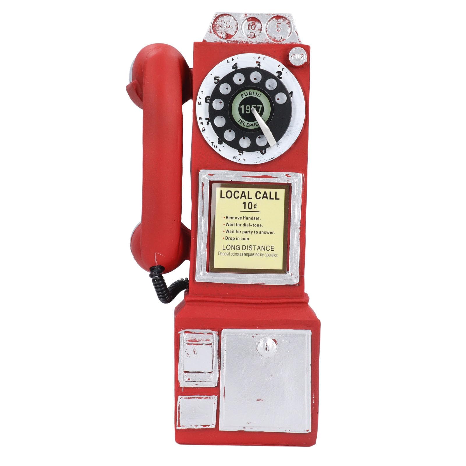 Ornamento per Telefono da Parete Dal Design retrò Vintage, Decorazione Artigianale in Resina Fatta a Mano, Ambiente Nostalgico (rosso)