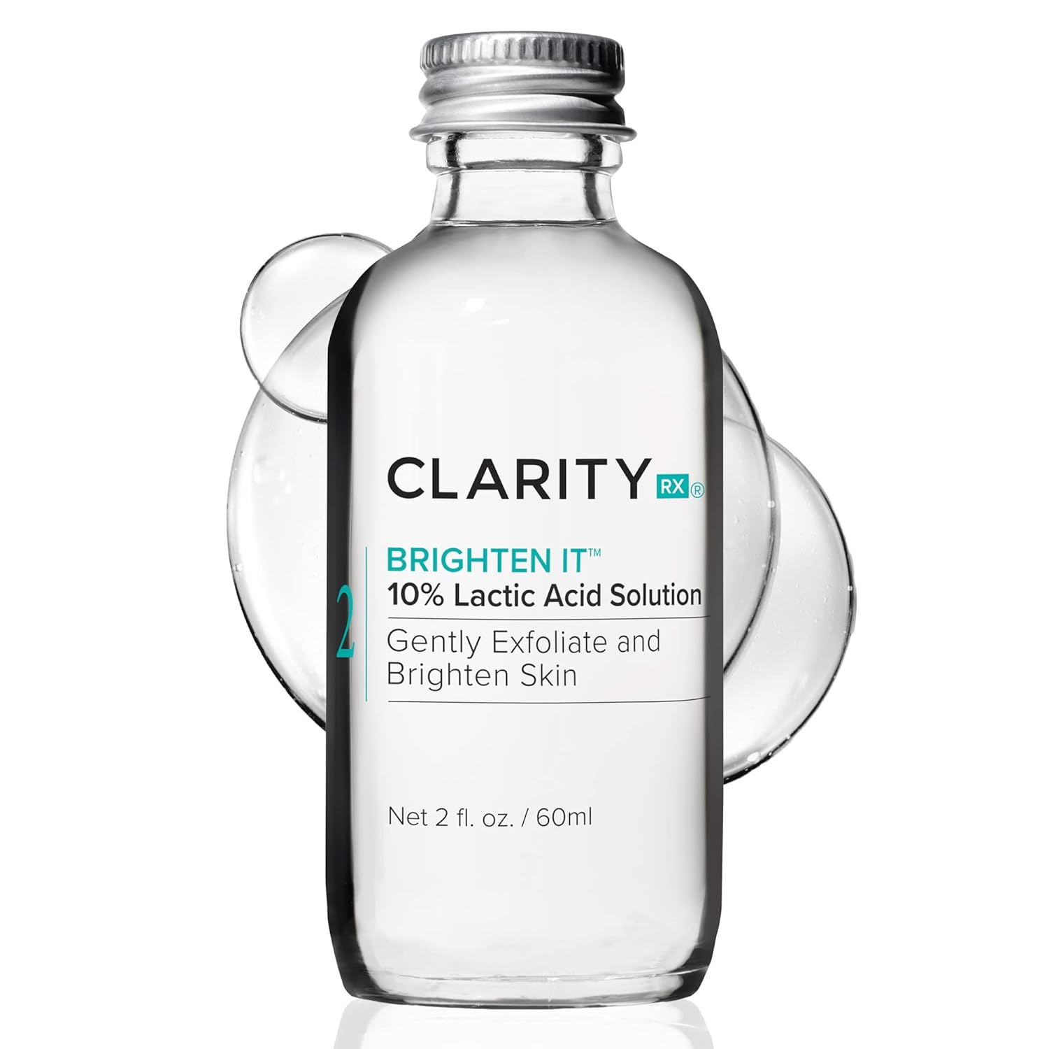 ClarityRx Brighten It 10% Lactic Acid Solution, Natural Plant-Based Exfoliating Face Treatment for Dark Spots, Discoloration & Uneven Skin (2 fl oz)