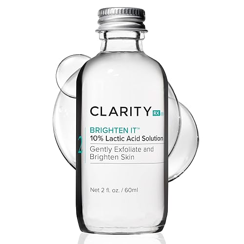 ClarityRx Brighten It Solución de ácido láctico 10%, tratamiento facial exfoliante natural a base de plantas para manchas oscuras, decoloración y