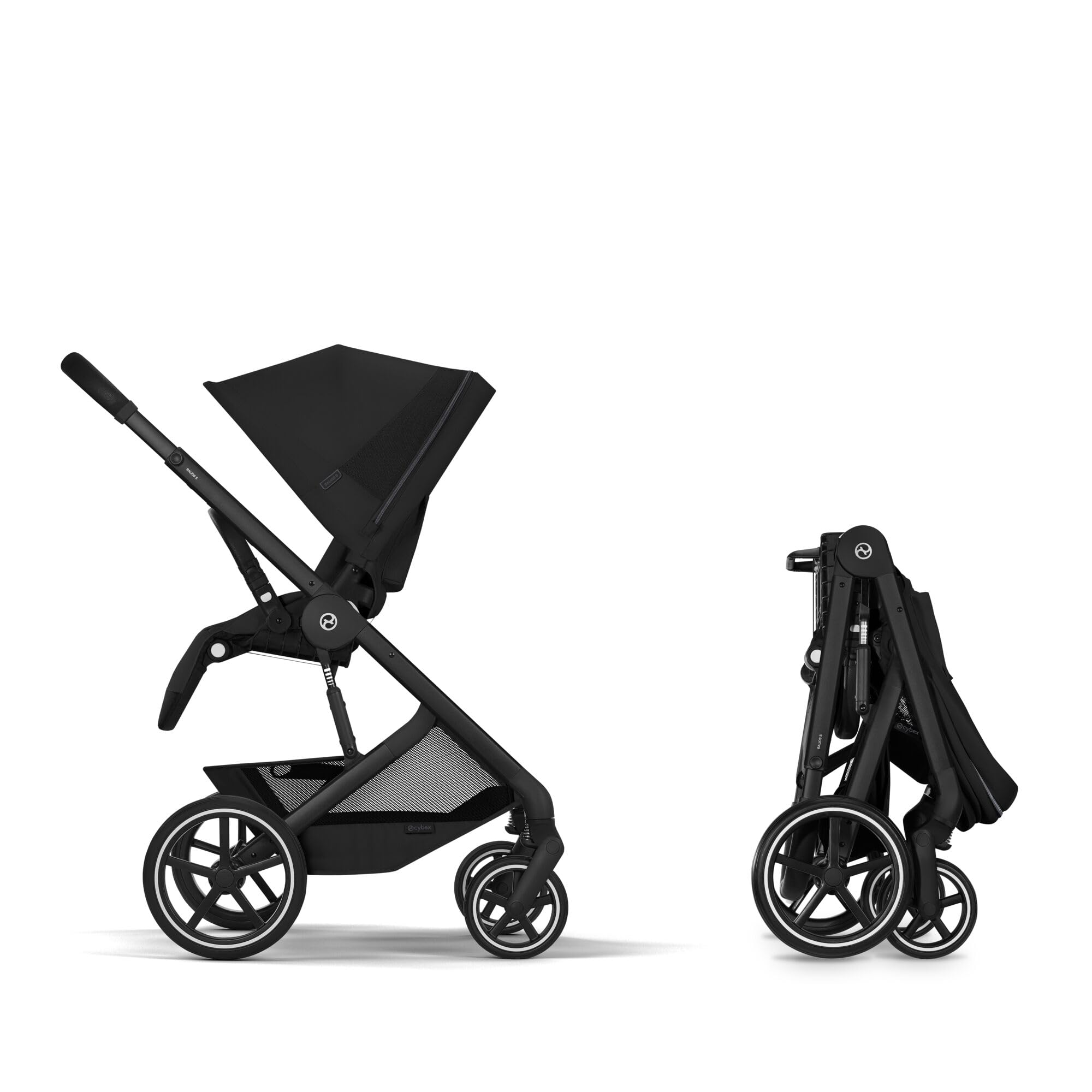 CYBEX Gold Poussette BALIOS S LUX, Moon Black | De la naissance à 4 ans, jusqu'à 22 kg max, système de voyage, position allongée ergonomique, roues tout-terrain