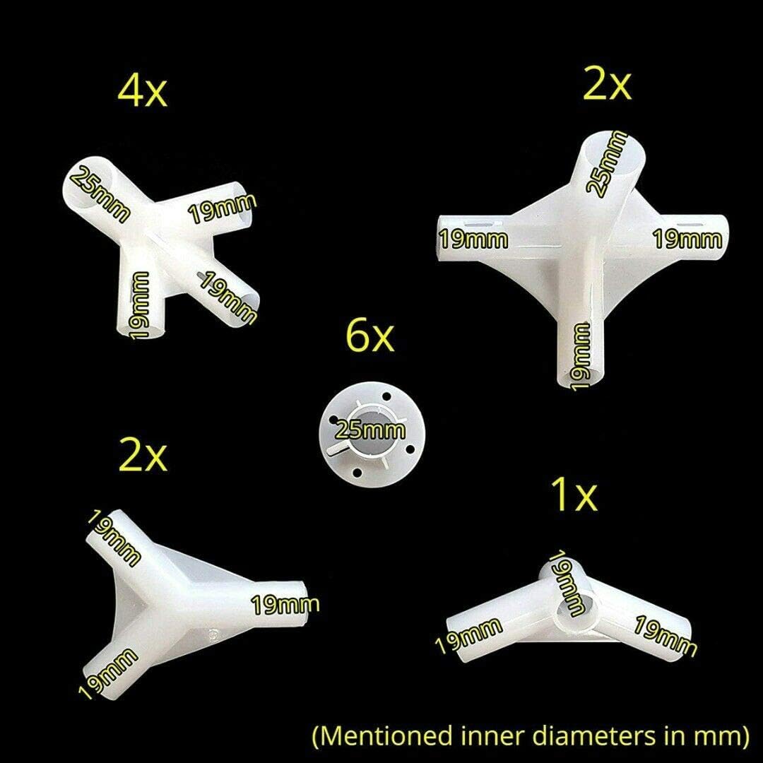 Replacement Gazebo 3 x 6 m 15 Pieces - 25/19mm Corner Central Connector