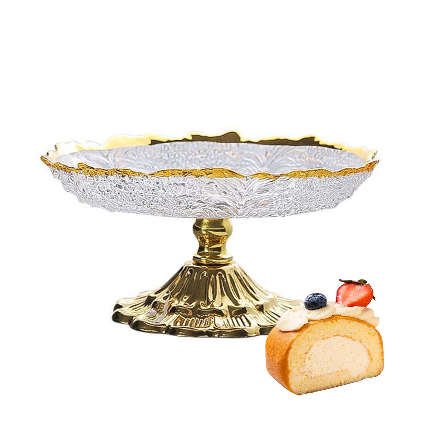 Cake stand with base, serving plate for desserts and snacks, round fruit bowl, decorative cake plate, cake plate, dessert stand, for sweets, cupcakes(26cm)
