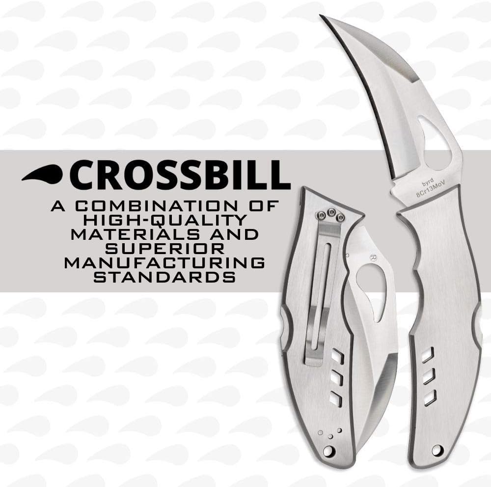 Spyderco Byrd Crossbill Knife with 3.25" Steel Hawkbill Blade and Durable Stainless Steel Blade - PlainEdge - BY07P