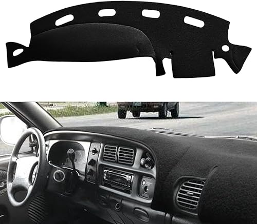 Yiz Cubierta para tablero de salpicadero, ajuste personalizado para Dodge Ram 1500 2500 3500 1998 1999 2000 2001 (Ram 98-01, negro)