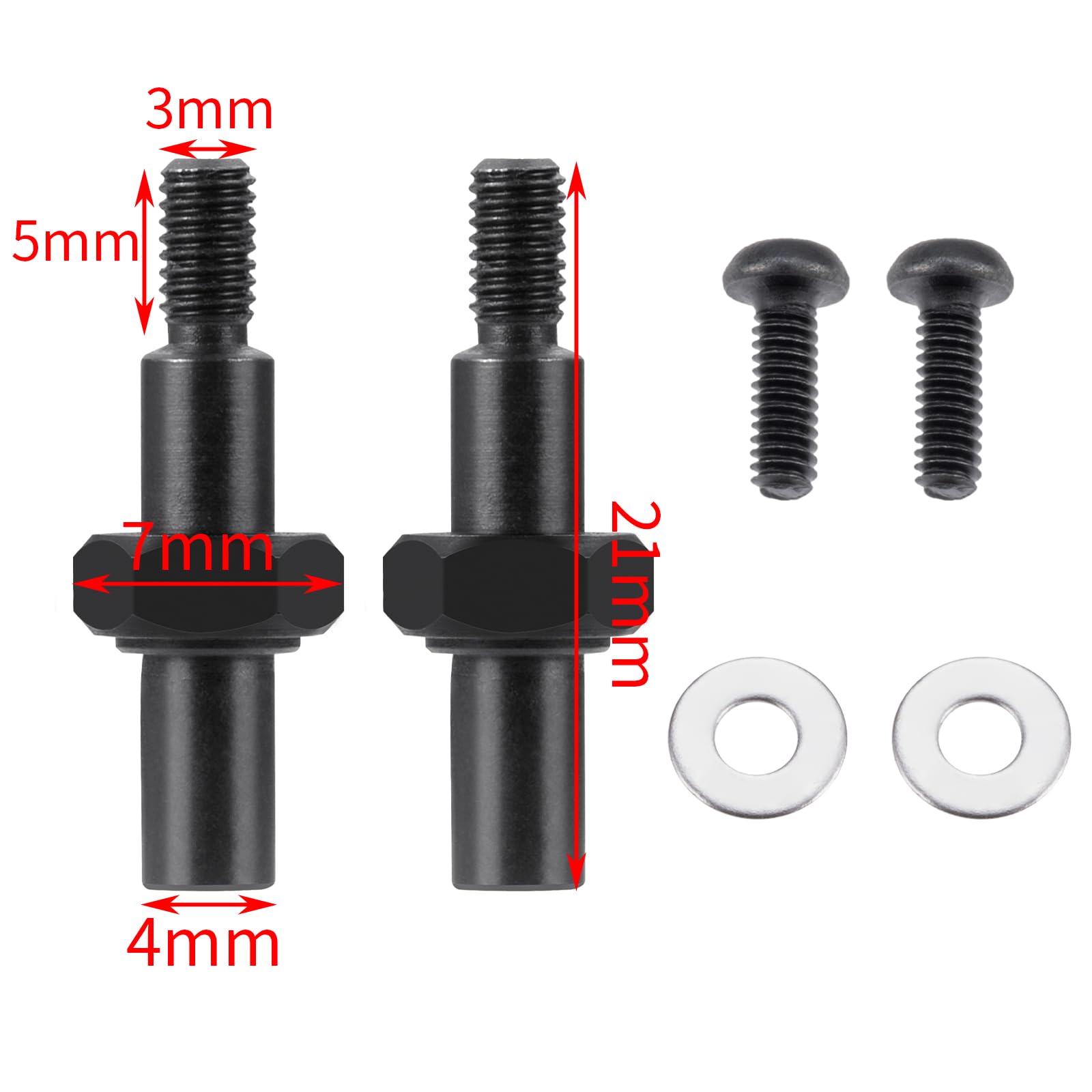 RCHUBAM 1Set Front Drive Stub Axles CVD Front Joint Drive Shaft 8mm to 7mm Compatible with 1/18 Losi Mini-T 2.0 & Mini-B 1/16 Scale RC Off-Road Car Truck (Black)