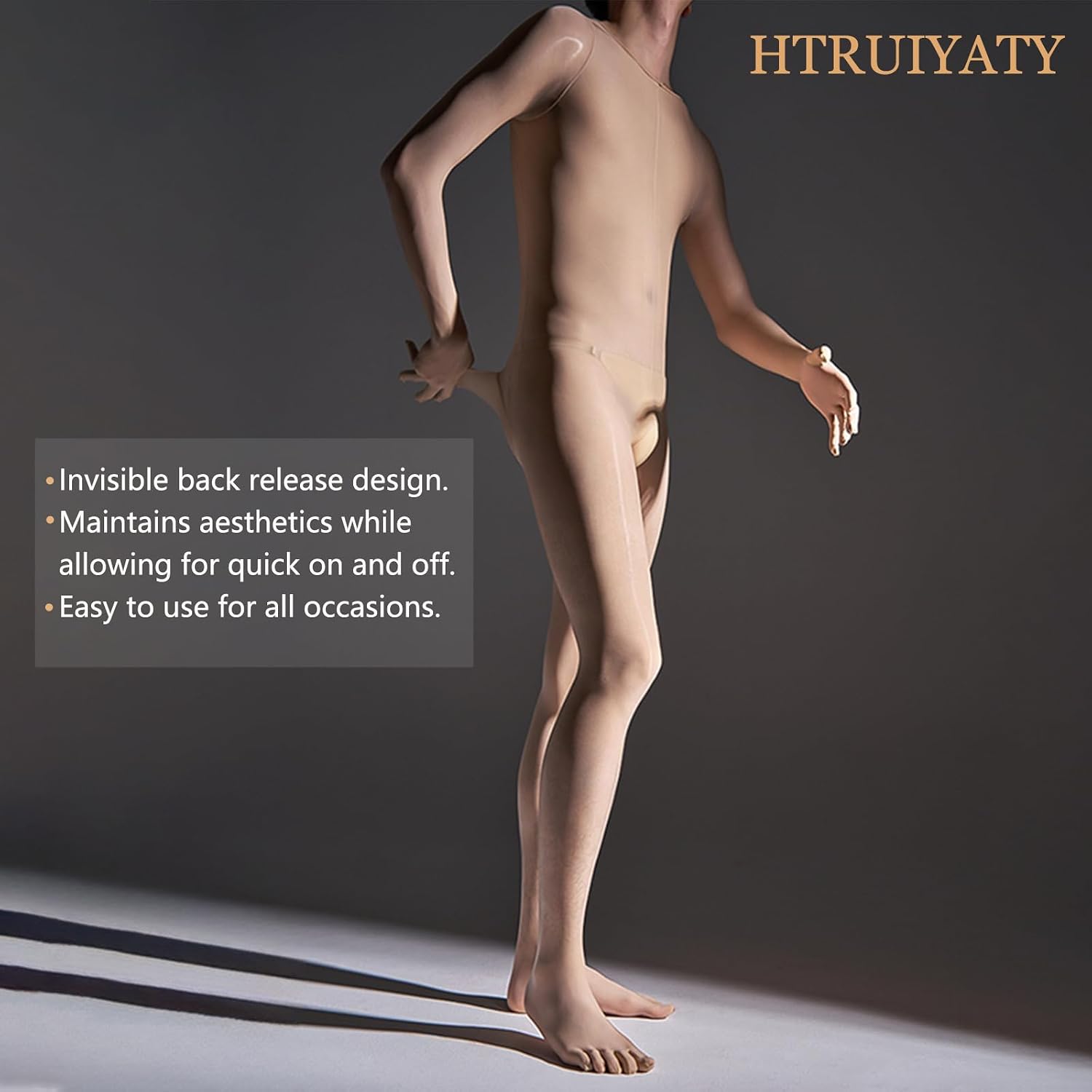 HTRUIYATY Bodystocking błyszczące męskie bodystocking nylonowe długie body seksowne rajstopy męskie genialny kombinezon body