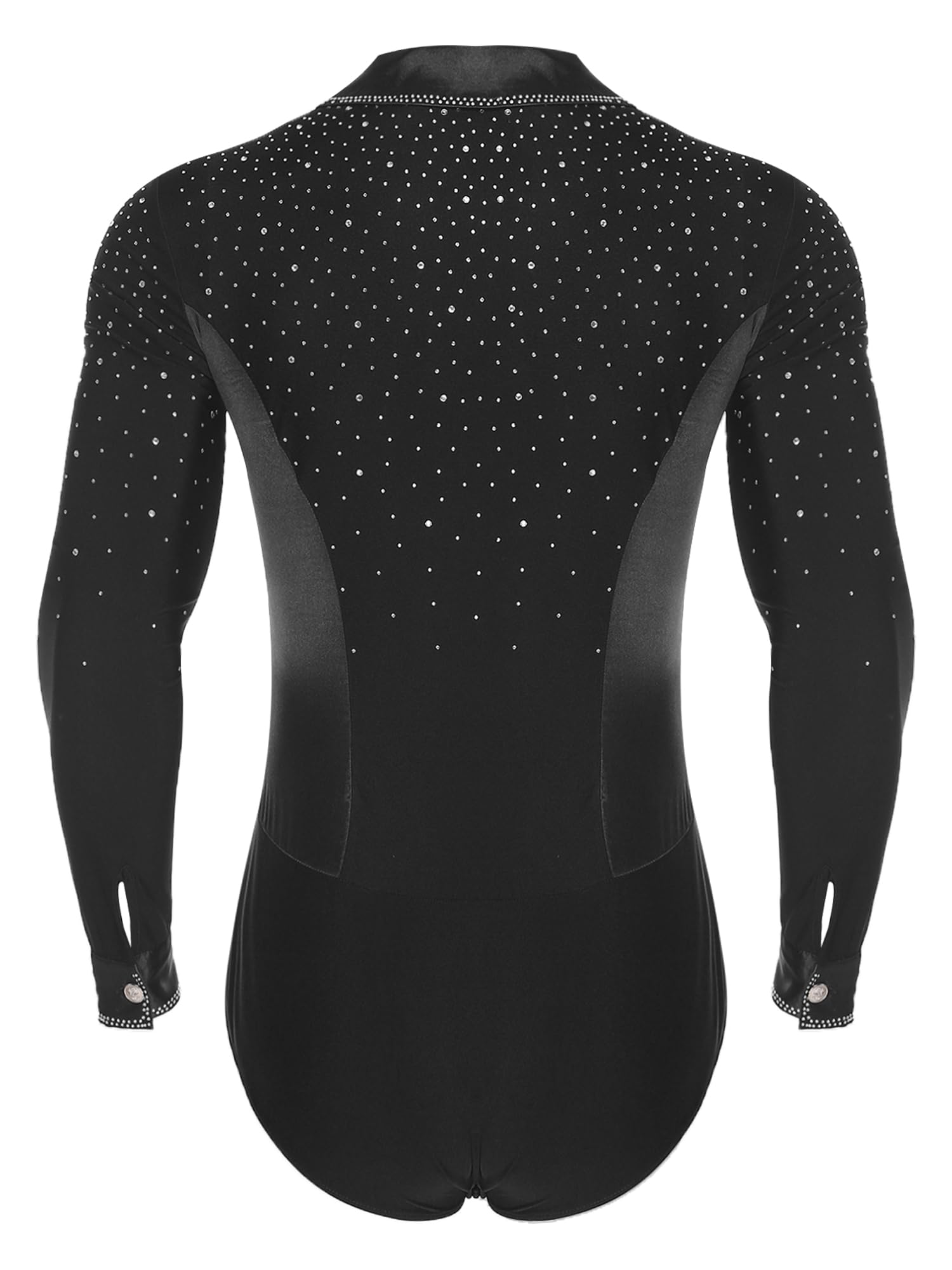 inlzdz Maillot De Gimnasia Rítmica para Hombre Body Baile Latino Manga Larga Monos Cuello En V Disfraz Bailarina De Fiesta Actuación