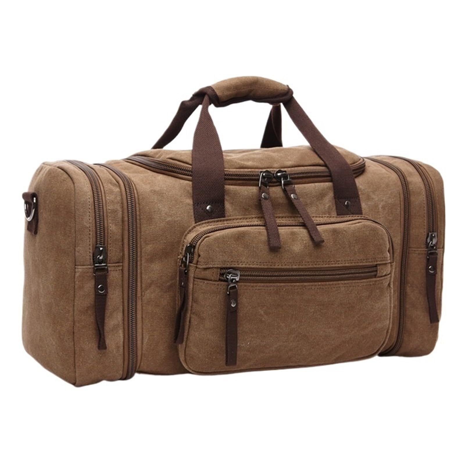 Bolsas de Viaje de Lona, ​​Gran Capacidad, Equipaje de Mano, Bolso de Lona for Hombre, Bolso de Viaje, Bolso de Fin de Semana(Brown)