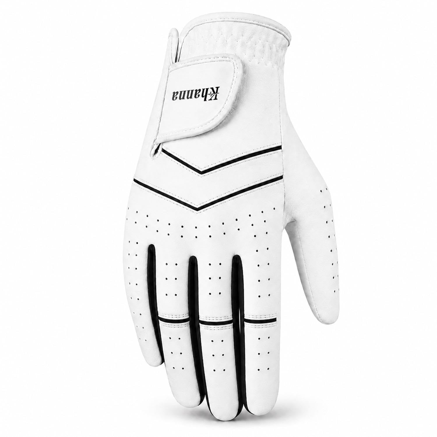 khanna Golf Glove for Men, Left Hand Right Golf Gloves with Breathable Stretch Mesh, Premium Leather Non-Slip Durable Design, Comfortable All Weather Golf Glove for Practice, Training and Competition