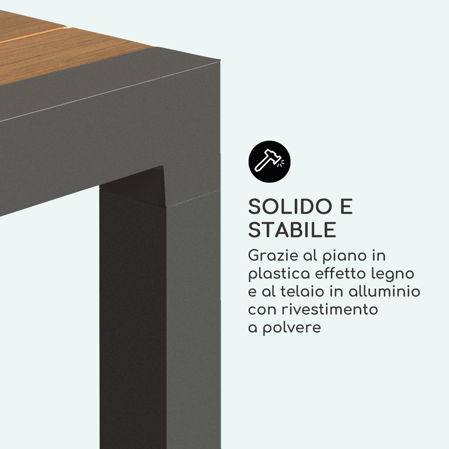 blumfeldt Menorca Expand - Tavolo da giardino, allungabile, alluminio/plastica imitazione legno, verniciato a polvere, gambe regolabili, superficie del tavolo max. 213 x 95 cm, chiaro/teak
