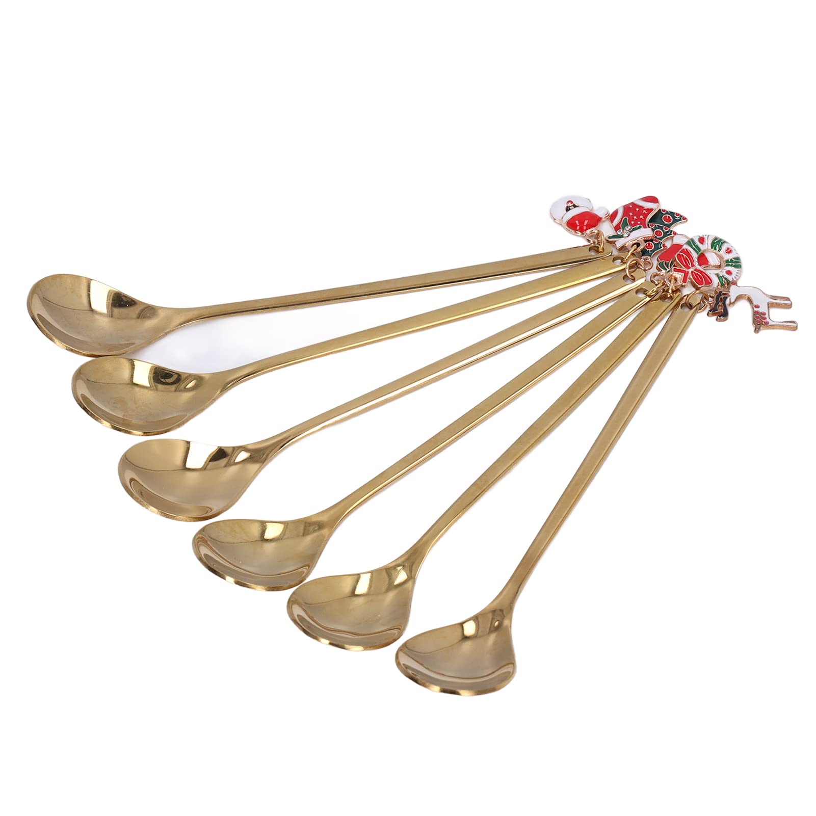 Set 8 Cucchiaini Caffè Acciaio Inox Placcati Oro - 13.5cm, Per Dessert, Gelato, Cappuccino, Lavastoviglie - Foto 2