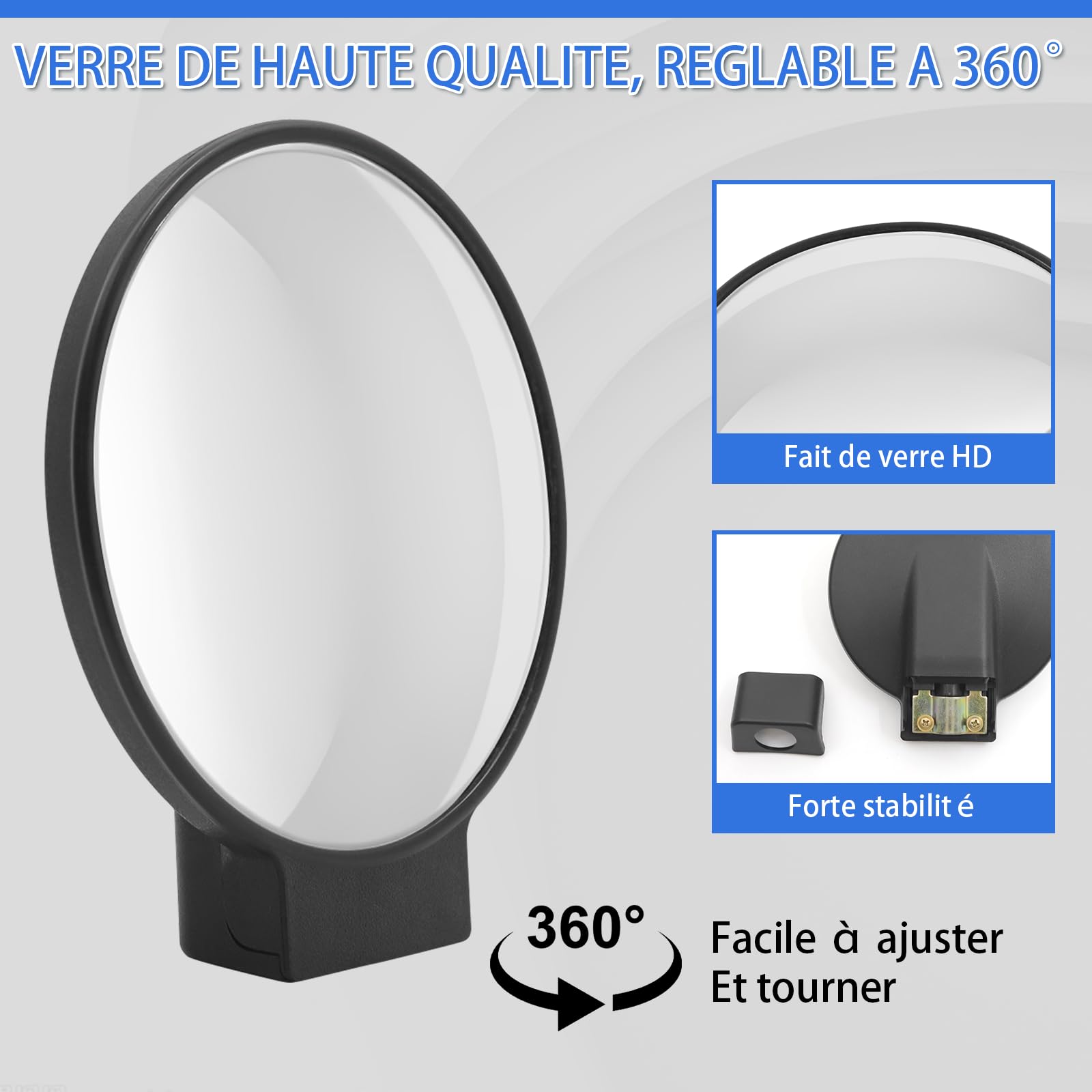 Miroir Convexe pour Camions - Sécurité RenforcéeRétroviseur de Camion Réglable avec Champ de Vision 3440-14 (15cm)