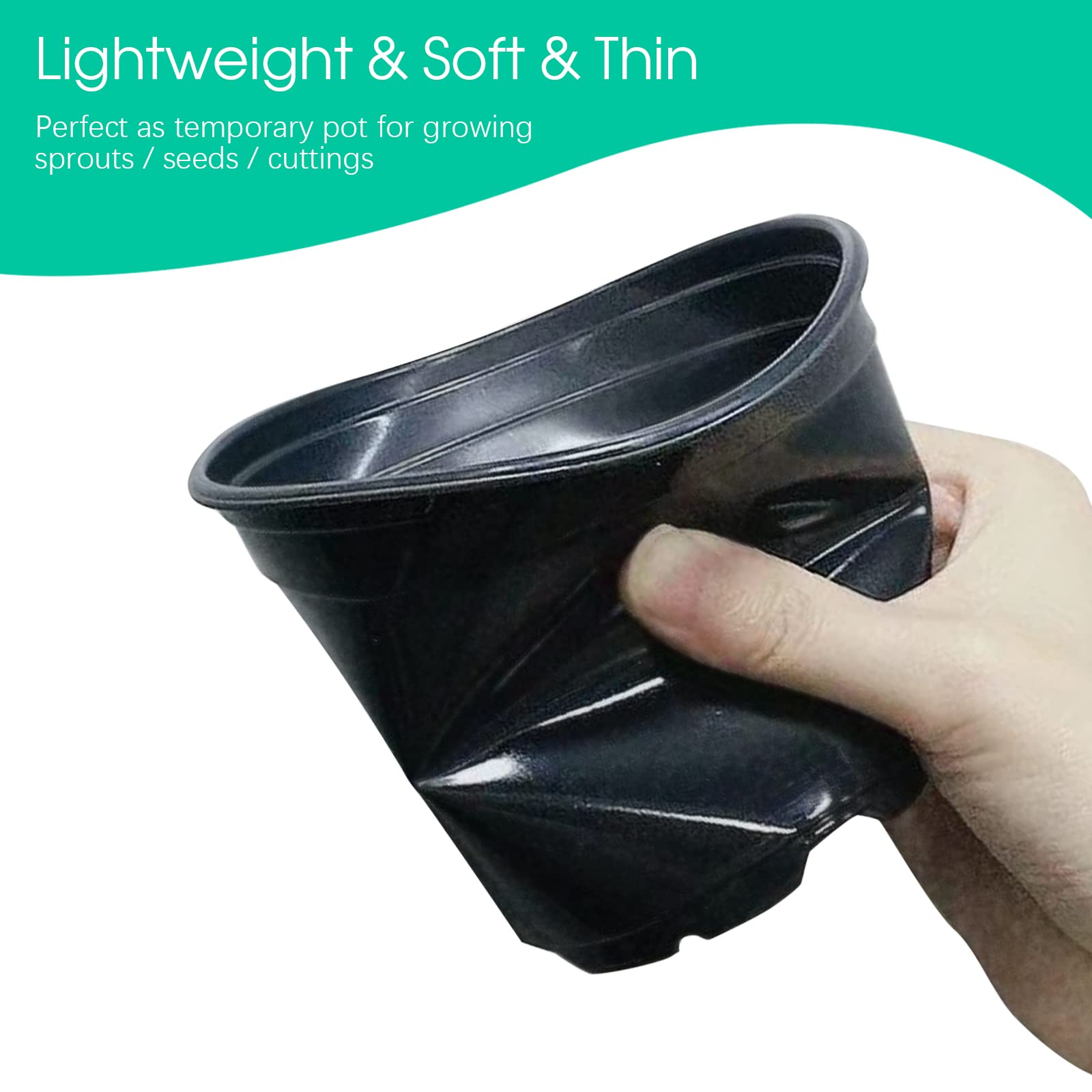 Set 21 Vasi Per Piantine In Plastica 15x15 Cm – Tre Misure, Con Fori Di Drenaggio, Leggeri E Riutilizzabili, Per Semina E Trapianto