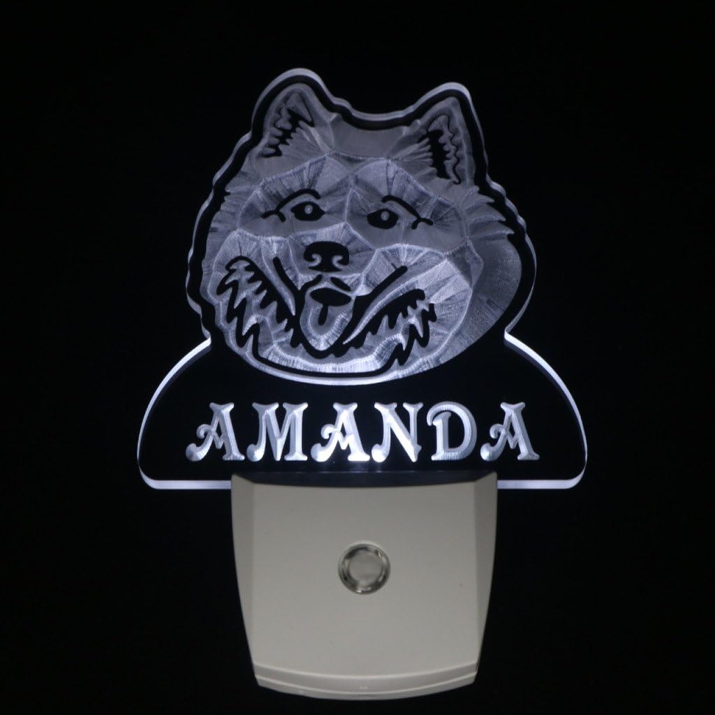 ADVPRO ws1086-tm Samoyed Dog Personalized Night Light Name Day/Night Sensor LED Sign