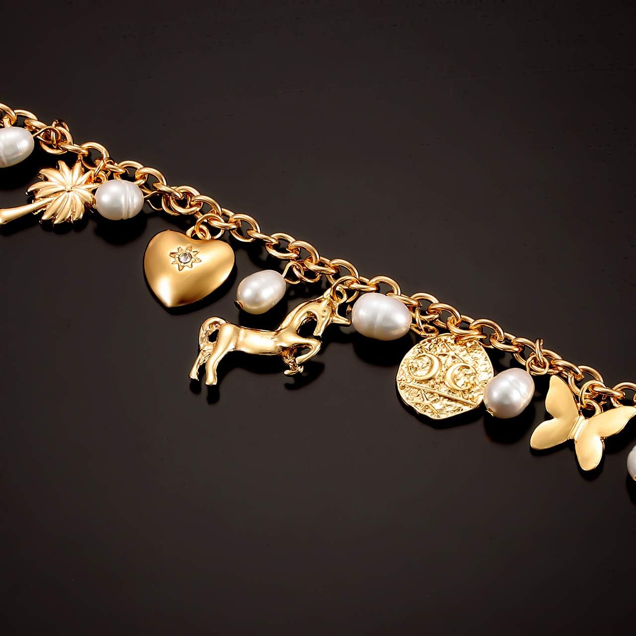 Women’s Link Charm Bracelet Unicorn Butterfly Star Heart Pendant Charms Bracelet Bangles for Women - Image 3