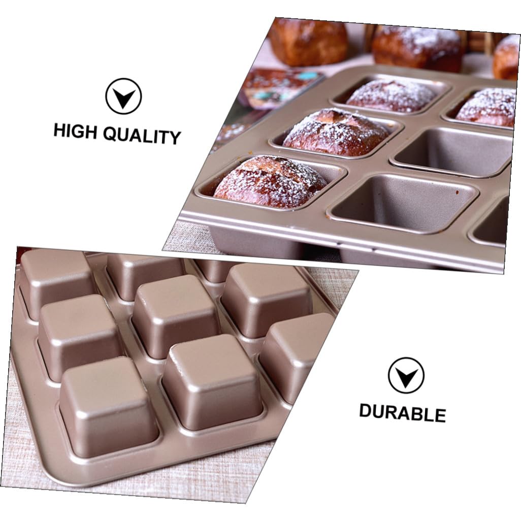 SHINEOFI Moule à Gâteau Carré 9 Cavités Antiadhésif en Acier Carbone pour Pâtisserie Maison Cuisson Saine et Facile Nettoyage, Moule à Pâtisserie Carré Écologique pour Dessert et Cake