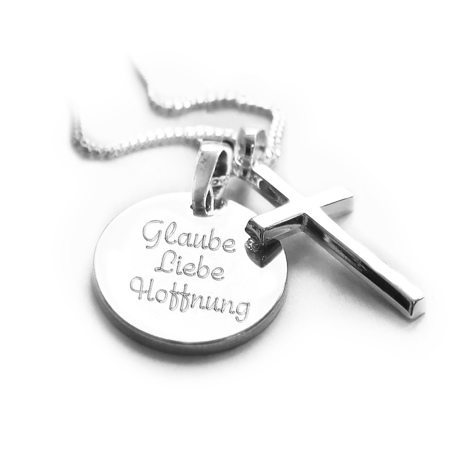 925 Silber Kreuz Kette mit Gravur, Christliches Geschenk | Personalisierte Halskette zur Taufe, Kommunion, Konfirmation, Firmung