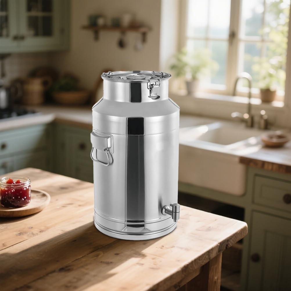 Airtight 304 Stainless Steel Milk Can - 5L/9L/14L/18L Farm & Food Storage Bucket with Faucet - Durable, Leak-Proof Container for Fresh Milk Transport