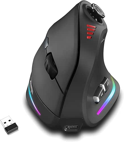 Gaming Mouse with 5 D Rocker, Wireless Vertical Mouse with