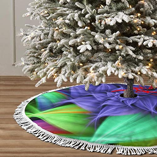 Abstract Floral Christmas Tree Skirt, Xmas Tree Skirt Mat With Tassel For Holiday Wedding Party Decor 48" #TOP3