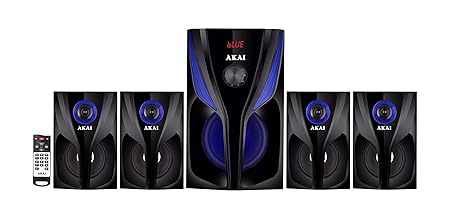 AKAI Zest MS4580 80W 4.1 Channel Multimedia Speakers Home Theater System with High Bass and Supporting Bluetooth 5.0, USB, AUX, FM & Remote Control(Black)