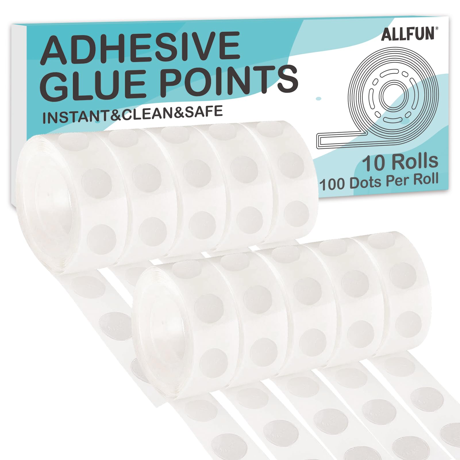 Photo 1 of ALLFUN 1000 Pieces Clear Glue Points Dots Double Sided Adhesive Removable for Balloons Craft Sticky