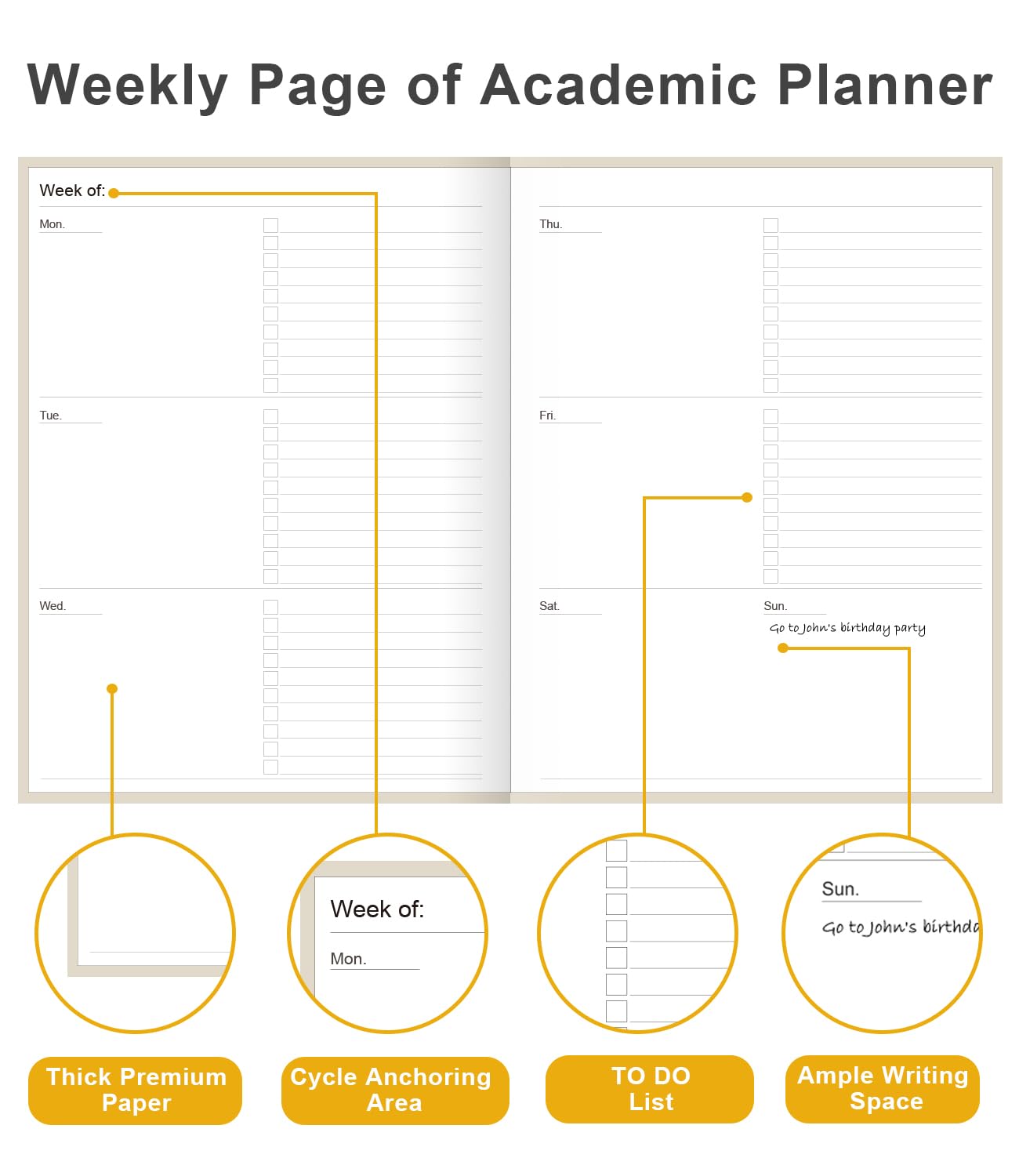 Planner accademico per il 2025 e il 2026 o in qualsiasi momento, 21,6 x 27,9 cm, pianificatore settimanale non datato per studenti scolastici, universitari e infermieristici, 200 pagine, beige