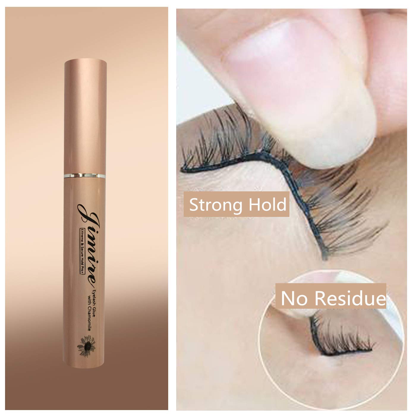 JIMIRE Eyelash Glue Clear | Secure Hold for False Eyelashes | Latex-Free Eyelash Adhesive with Chamomile Suitable for Sensitive Eyes : Beauty & Personal Care