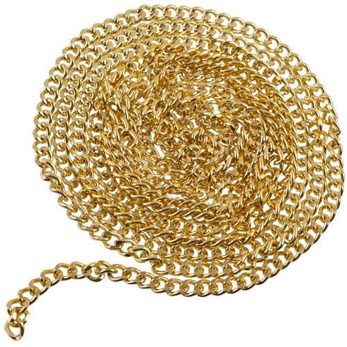 AERZETIX - Catena decorativa 2 m con maglie 5.8x7.5 mm - in metallo - colore dorato - creazioni fai da te tracolle per borse progetti di decorazione artigianato