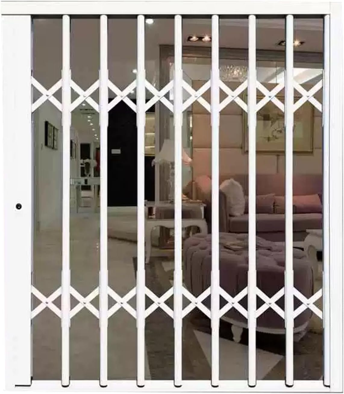 Lockable Aluminum Alloy Window Security Bars, Folding Sliding Window Guard, Outdoor Anti-Burglary Gate for Home & Child Safety (120x130cm)