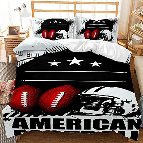 Ensemble De Housse De Couette Double Ensemble De Literie en Microfibre De Football Américain Respirant 200x200cm avec Fermeture à Glissière Et 2 Taies d'oreiller 50x75cm (Style 07,140 x 200 cm) Cover