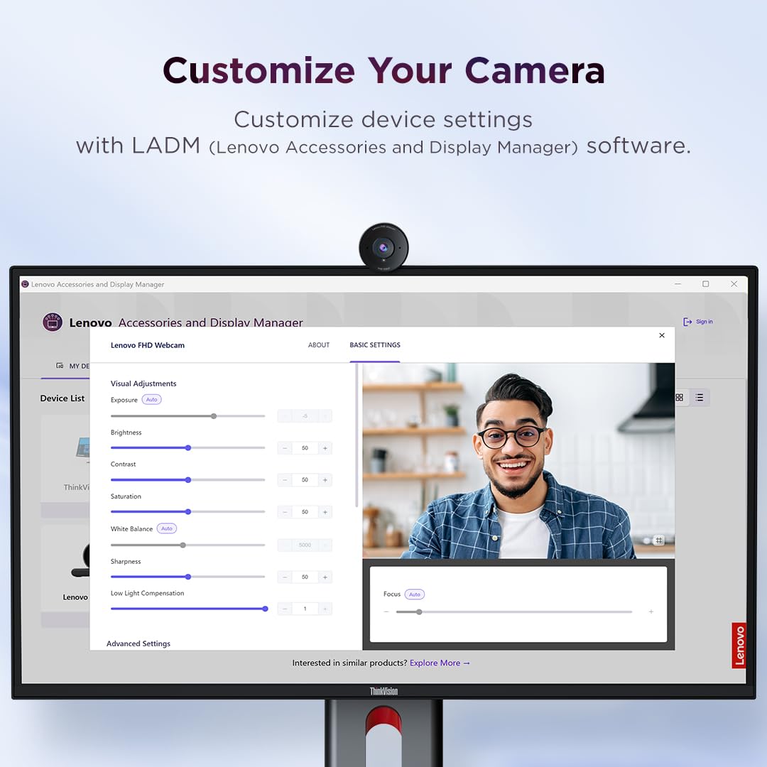 Lenovo 4XC1Q44952 webcam 2 MP 1920 x 1080 Pixel USB 2.0 Nero